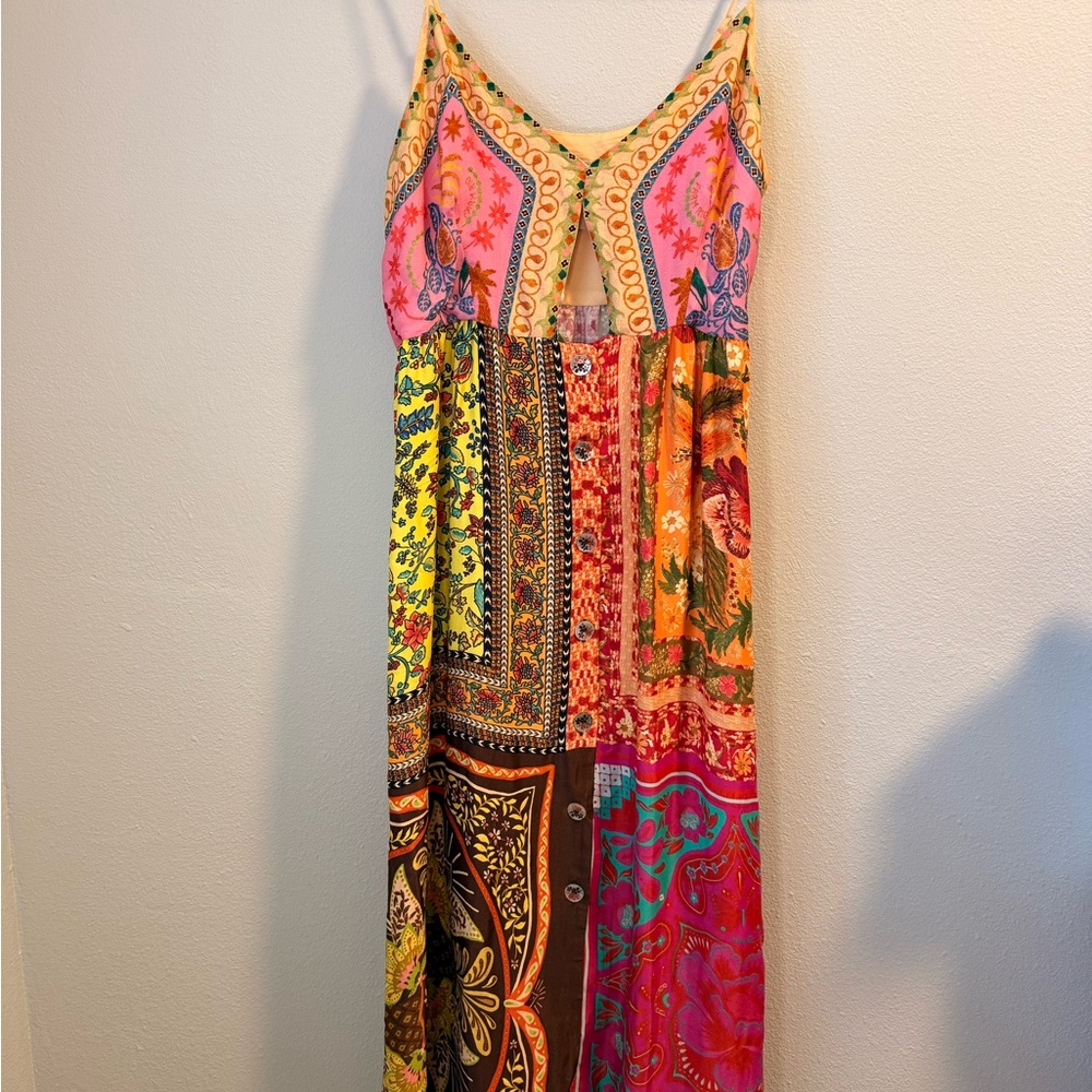 NWT Farm Rio colorful Mixed Scarves Dress Medium